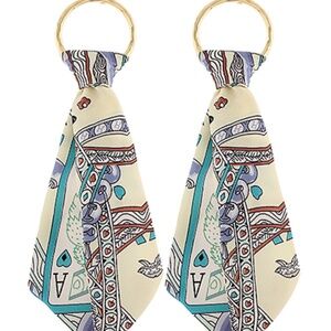 Printed Scarf Circle Earrings